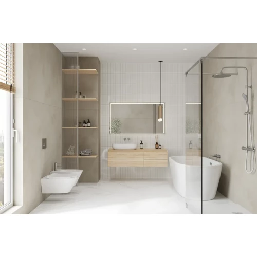 Плитка настенная Creto Aquarelle Pearl глянцевая белая 12-00-4-29-10-00-2561 24х5,8 см