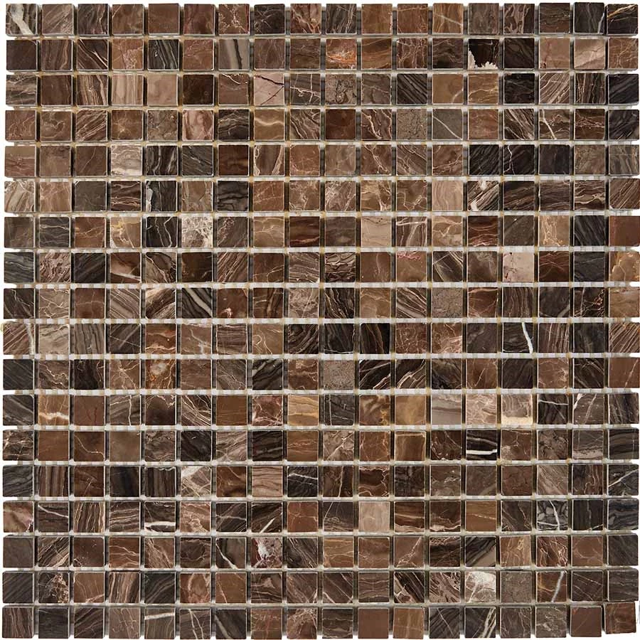 Мозаика Pixel mosaic Мрамор из мрамора Coffee чип 15x15 мм сетка Pix216 30х30 см