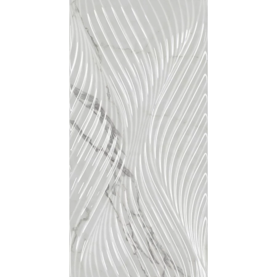 Плитка настенная Kerama Marazzi Коррер структура обрезная глянцевая белая 11281R 60x30 см