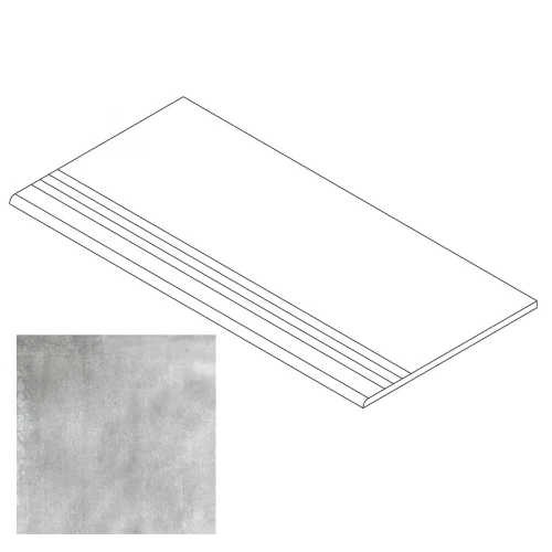 Ступень Gresse Matera с насечками и завальцовкой бетон серый матовая GRS06-05 60х29,5 см