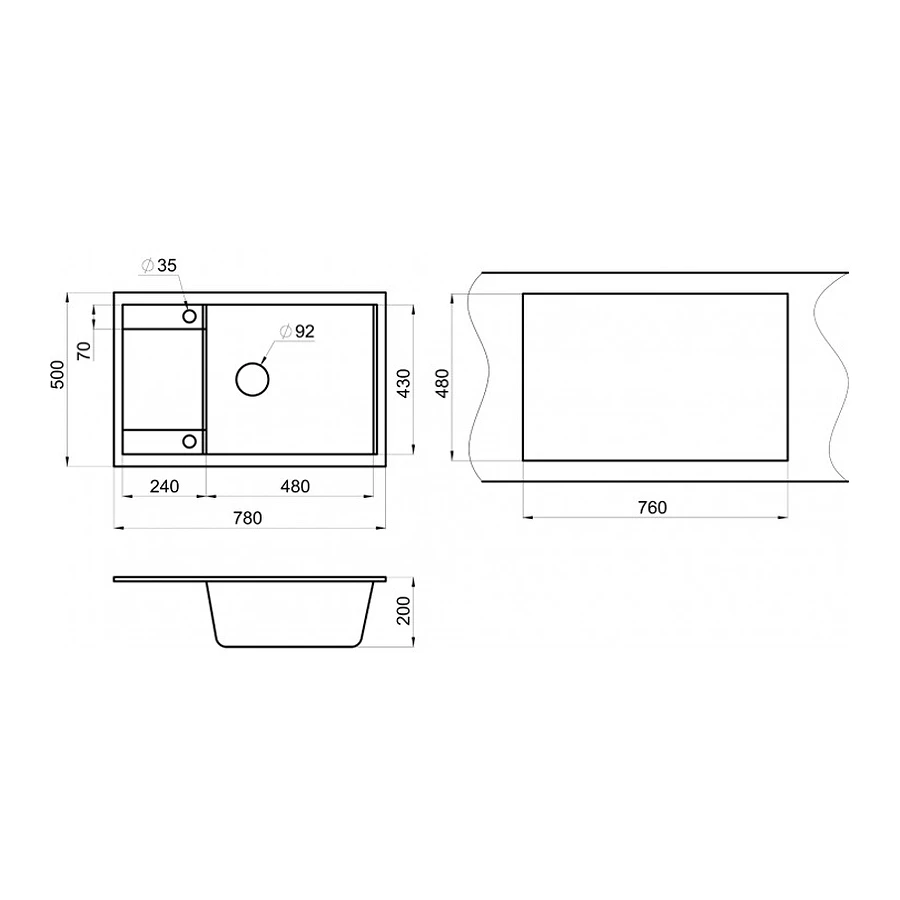 Кухонная мойка Granula 7805, ПЕСОК 78х50 см
