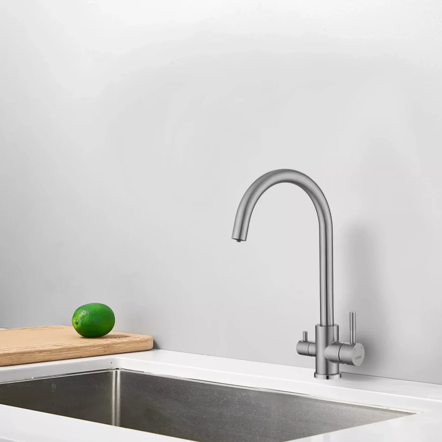 Смеситель Haiba для кухни с подключением фильтра воды хром HB76819