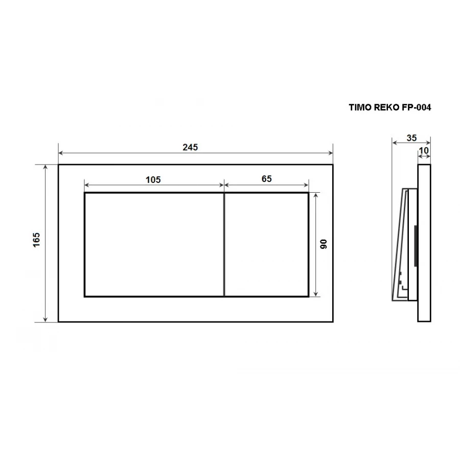 Кнопка смыва Timo Reko matt black FP-004MB 25x16.5 см