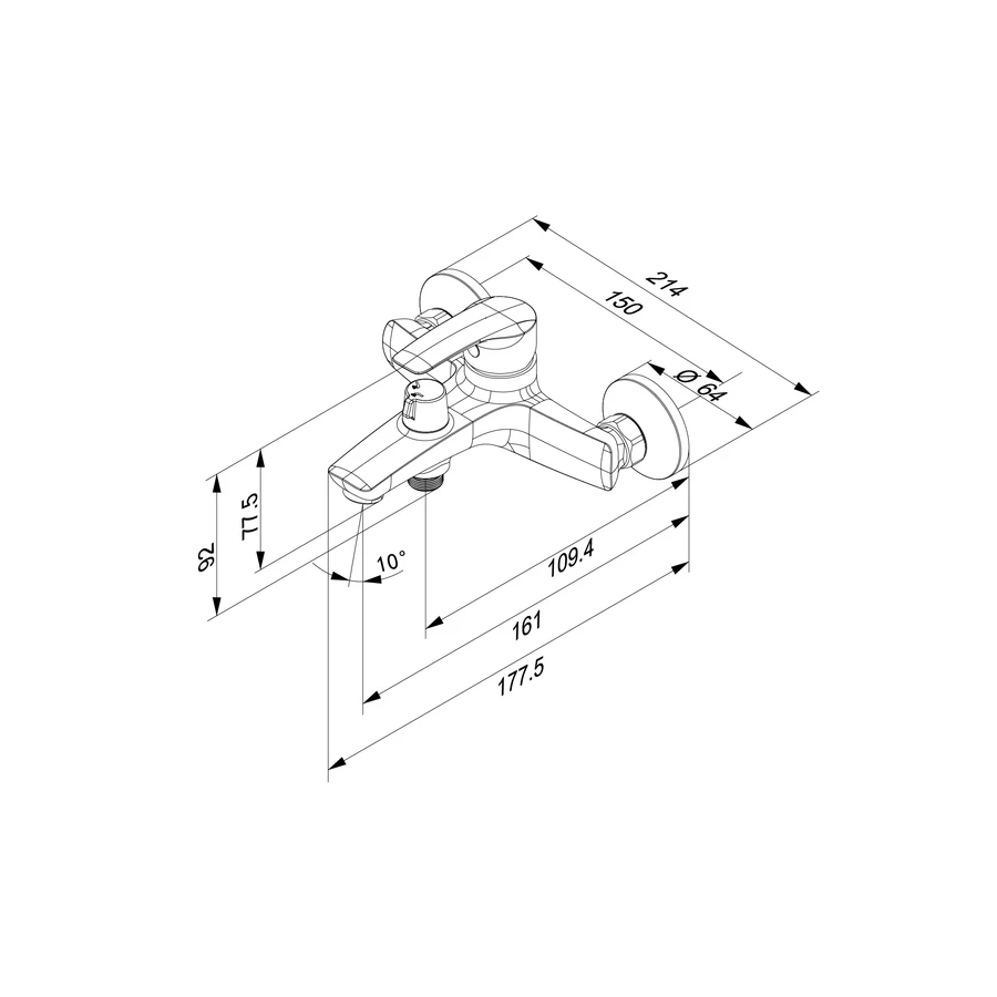 Смеситель для ванны Iddis Ray черный RAYBL02i02WA