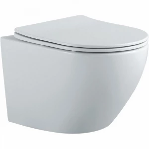 Унитаз подвесной безободковый Aquatek Европа тонкое сиденье с механизмом плавного закрывания крепеж цвет матовый белый AQ1901-MW 52,5х36х32 см