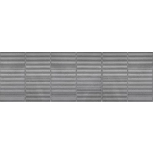 Плитка настенная Eurotile Ceramica Континуум Грэй рельефная мелкие линии матовая серая 875 100x32,5 см