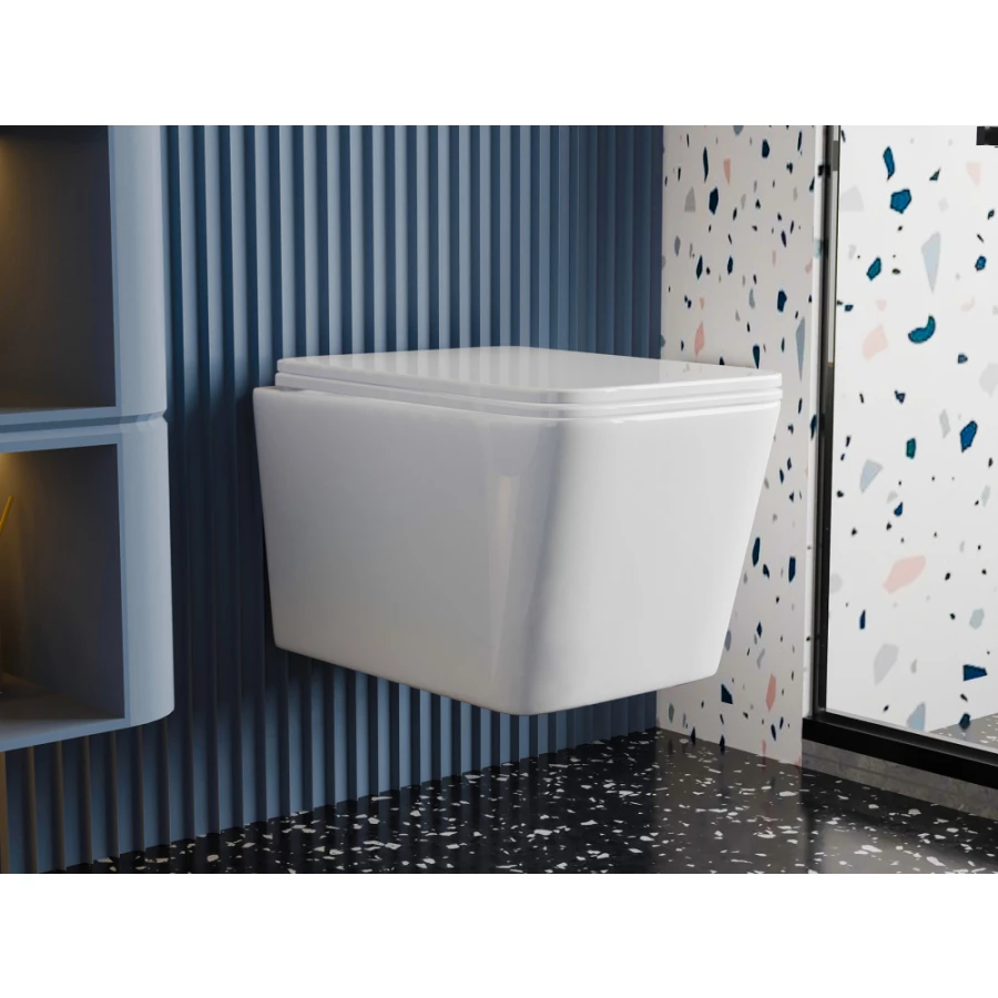 Унитаз Abber Rechteck подвесной белый безободковый смыв торнадо AC1201T