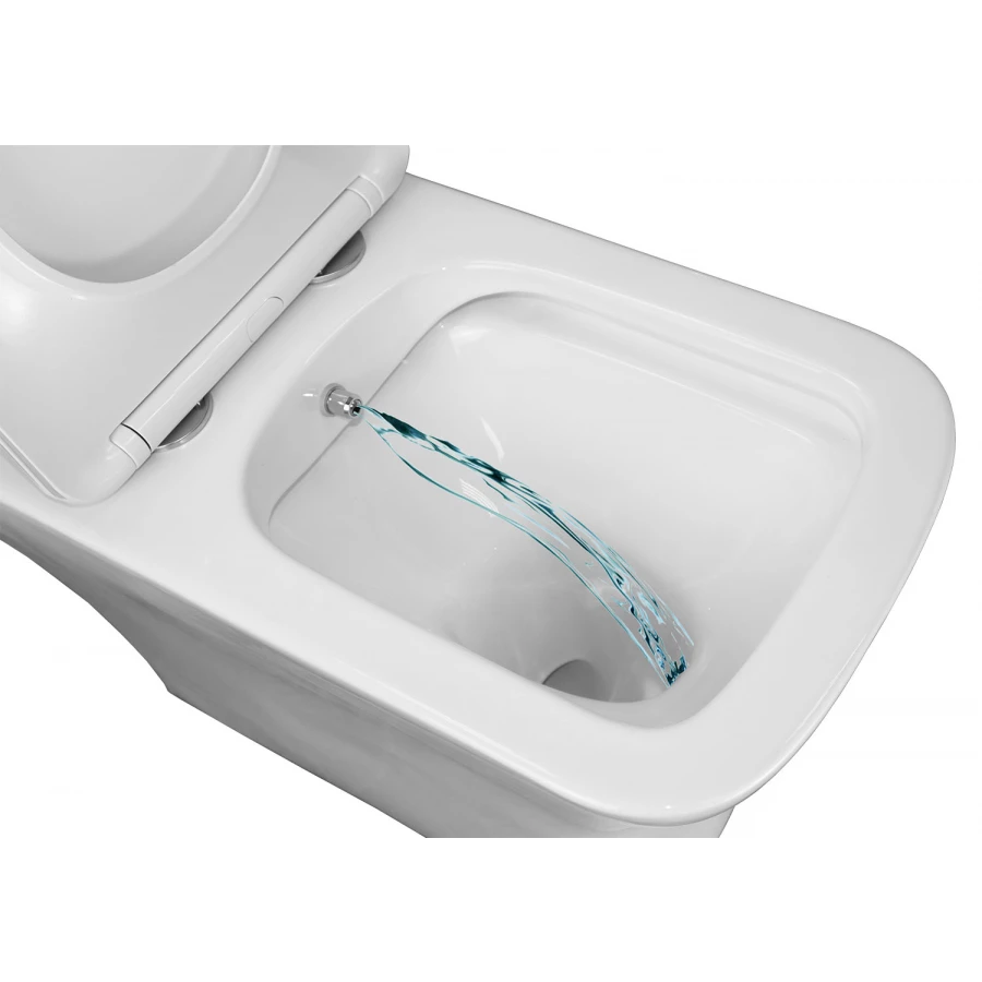 Унитаз моноблок с функцией биде Azario Lodi напольный безободковый горизонтальный слив сиденье дюропласт микролифт AZ-8617B 35х66.5х75 см