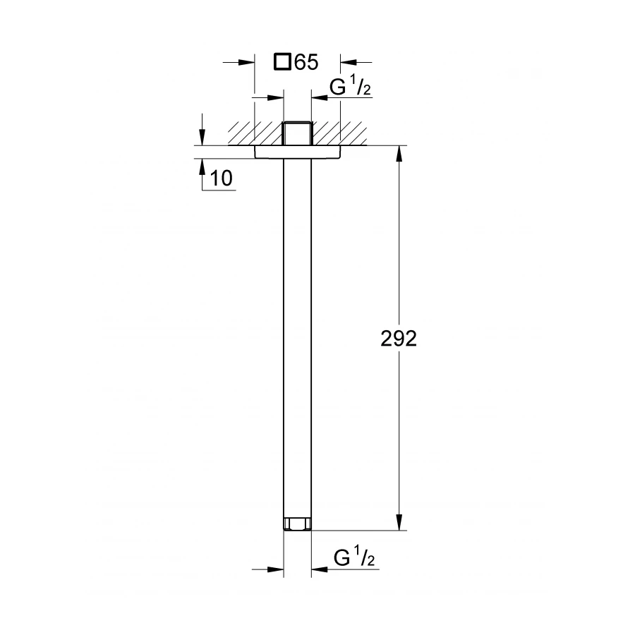 Душевой кронштейн потолочный Grohe Rainshower neutral с квадратной розеткой хром 27484000 292 мм