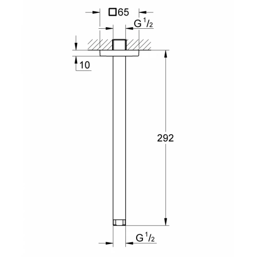 Душевой кронштейн потолочный Grohe Rainshower neutral с квадратной розеткой хром 27484000 292 мм