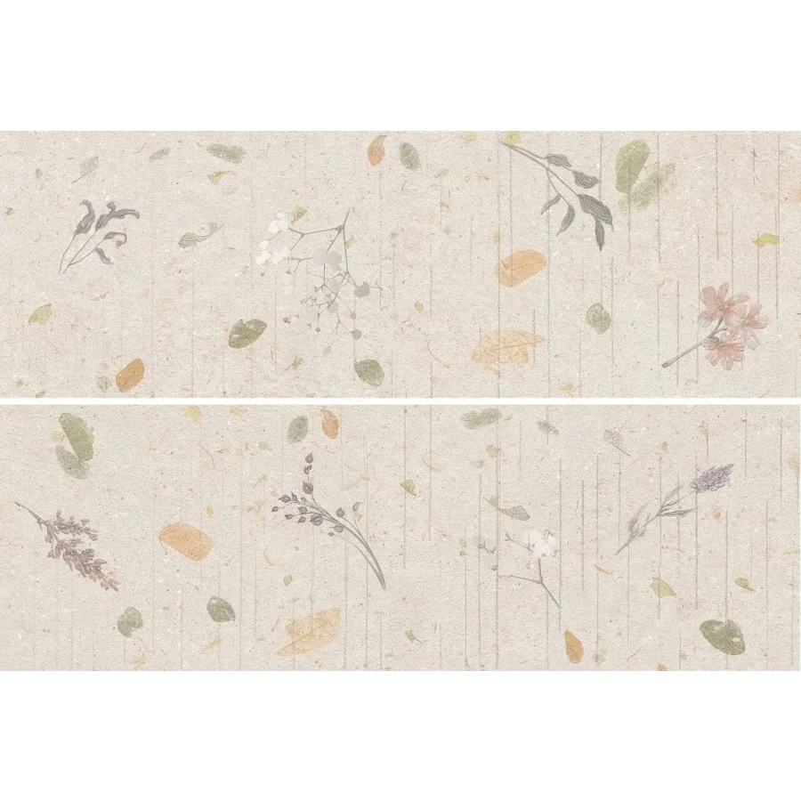 Плитка керамическая Ibero Ботаницал Децор Натурал Сет 2 Пзс / Botanical Decor Natural Set 2 Pzs матовая бежевая R0002489 90х60 см