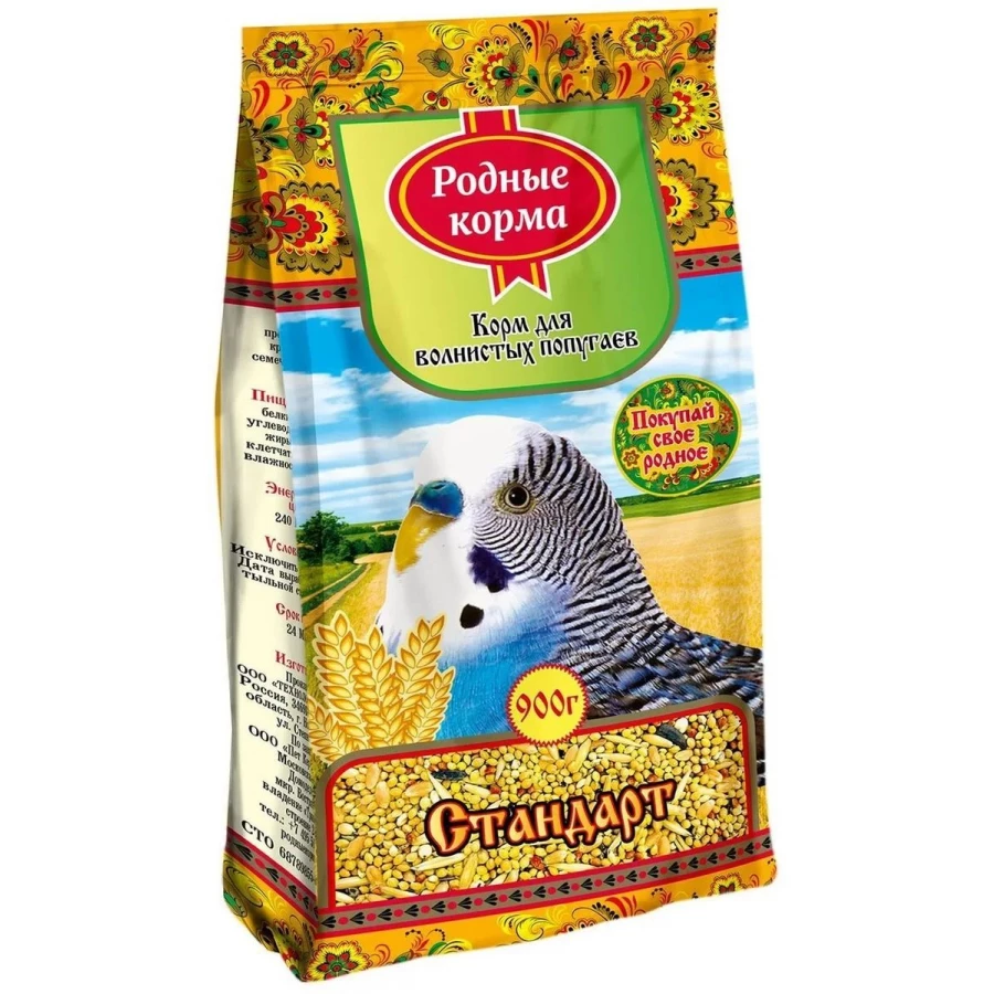Корм для волнистых попугаев Родные корма стандарт 1314632 900 г