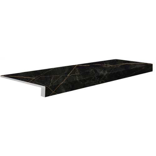 Ступень Евро Проходная из керамогранита Керамика Будущего Гранит Сандра MR матовая черная 049931 120х34,5 см