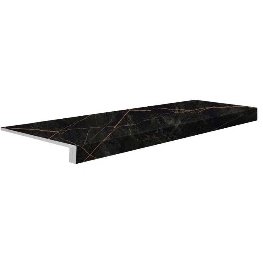 Ступень Евро Проходная из керамогранита Керамика Будущего Гранит Сандра MR матовая черная 049931 120х34,5 см