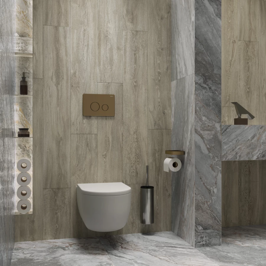 Керамогранит Creanza Husk Wood Bone матовый серо-бежевый CW-RT11-B 120х20 см