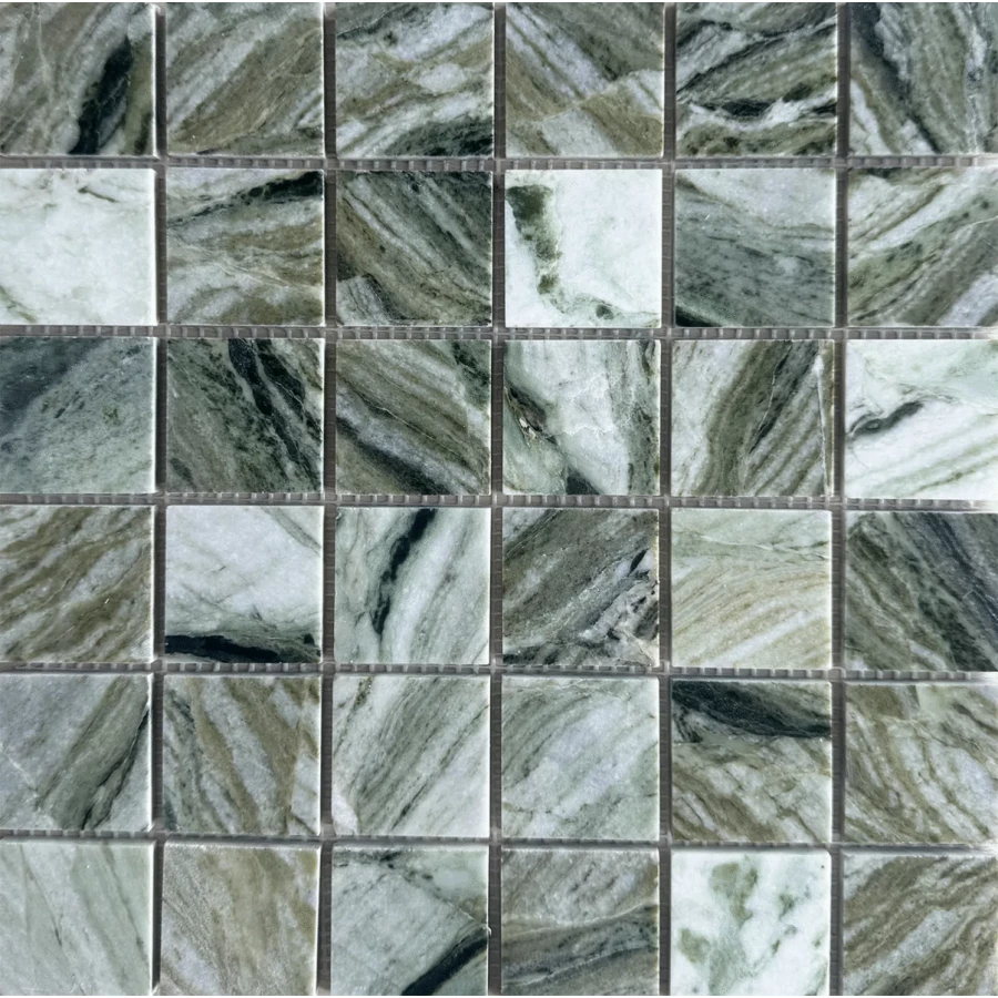 Мозаика Starmosaic Wild Stone Green Marble 48х48 глянцевая зеленая JMST2501 30,5х30,5 см