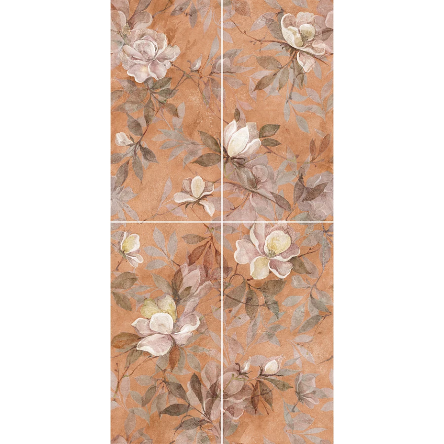 Панно Kerama Marazzi Магнолия 2 матовый оранжевый (компл. из 4-х шт.) 60х120 см