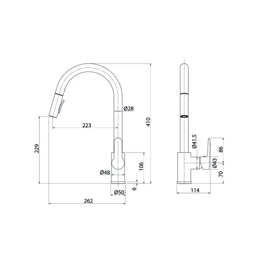 Смеситель Iddis для кухни с выдвижным изливом сталь Cuba CUBSTP0i05