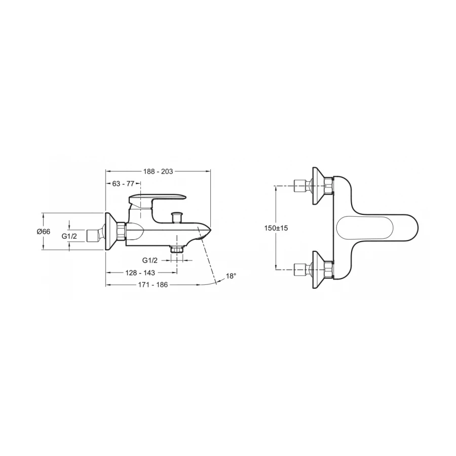 Смеситель для ванны Jacob Delafon Kumin хром E99460-CP