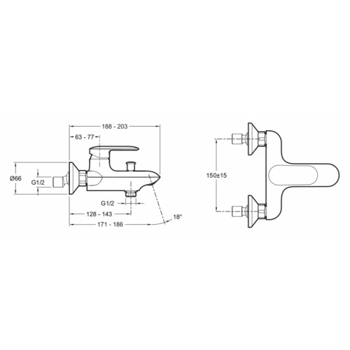 Смеситель для ванны Jacob Delafon Kumin хром E99460-CP