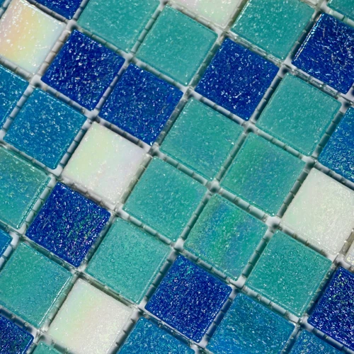 Мозаика Bonaparte Стеклянная мозаика Port 20х20 глянцевая сине-зеленая 32,7х32,7 см