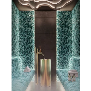 Мозаика Bonaparte Стеклянная мозаика Alaska tempo 36х36 глянцевая бирюзовая 30,4х30,4 см