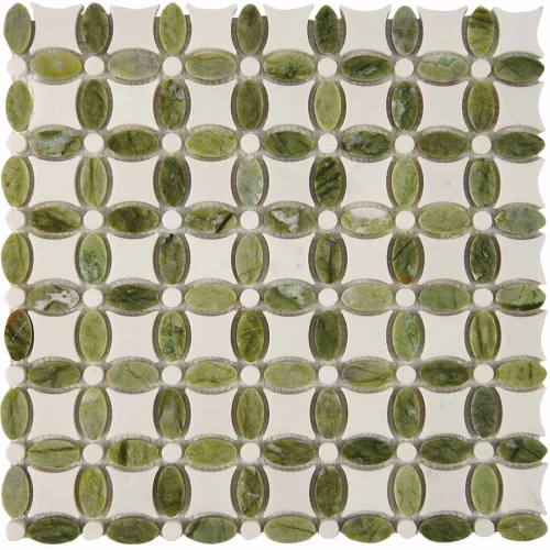 Мозаика Pixel mosaic Мрамор Dondong Dolomiti Bianco чип 32x32 мм сетка Полированная Pix 282 33,6х33,6 см