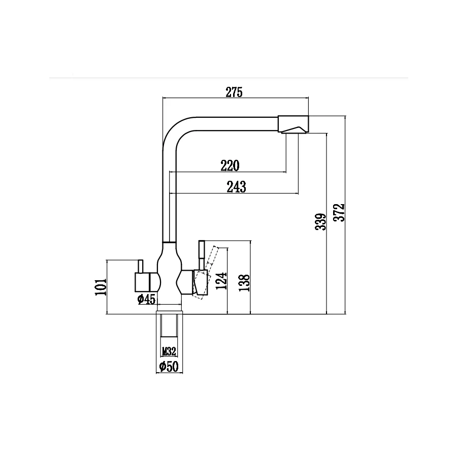 Смеситель для кухонной мойки Fmark FS0562 под фильтр питьевой воды, сатин