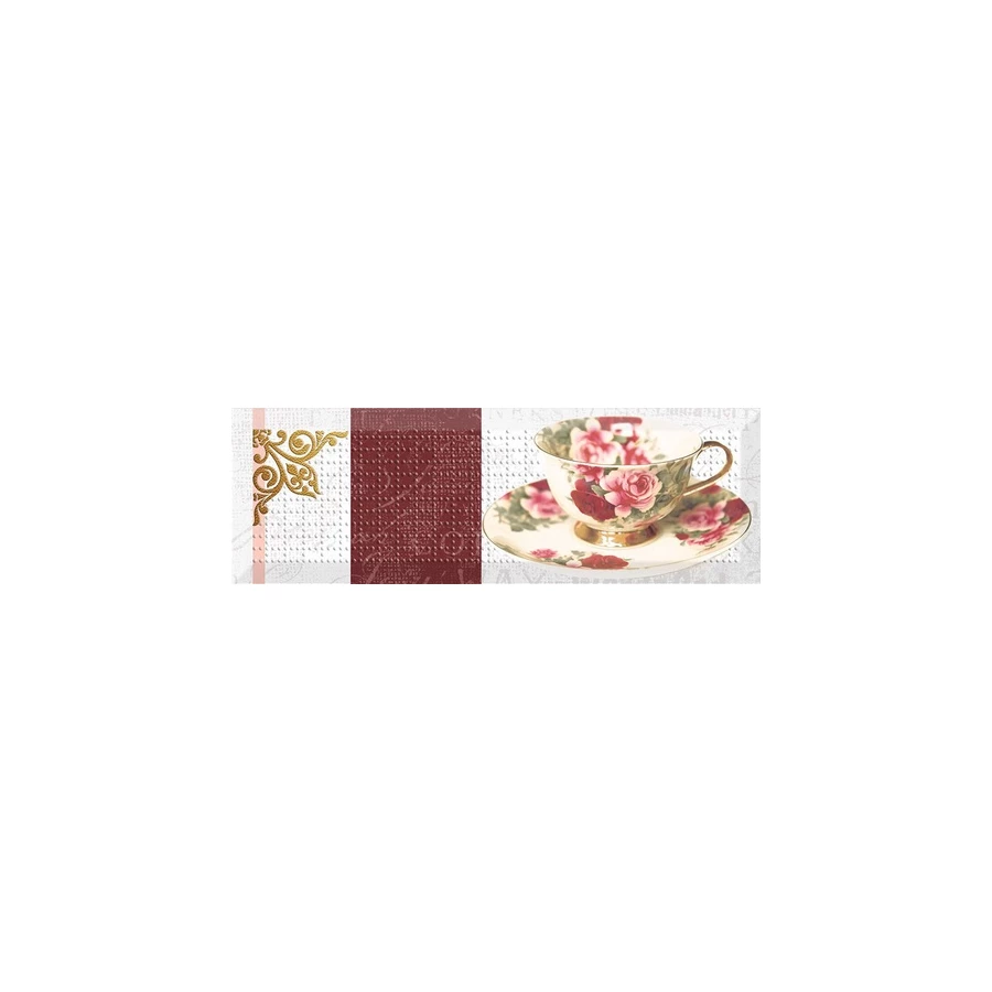 Декор Absolut Keramika Monocolor 10x30 Decor Tea Flowers 01 KL AK1012 30х10 см