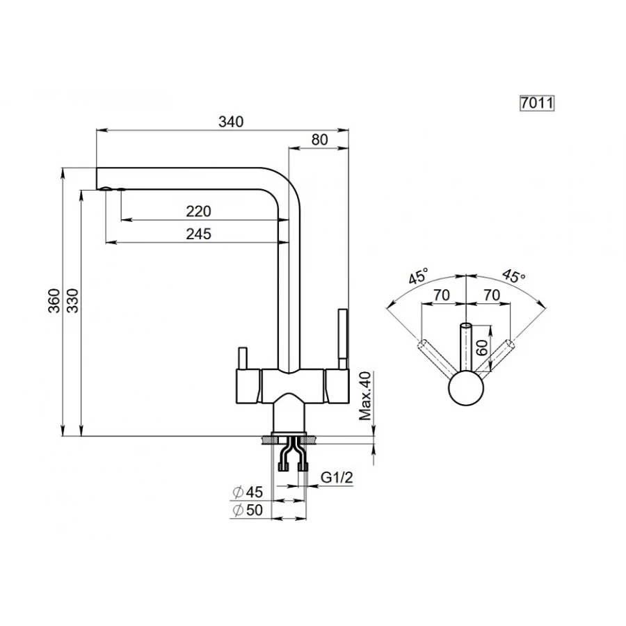 Смеситель для кухни Granula 7011, графит матовый