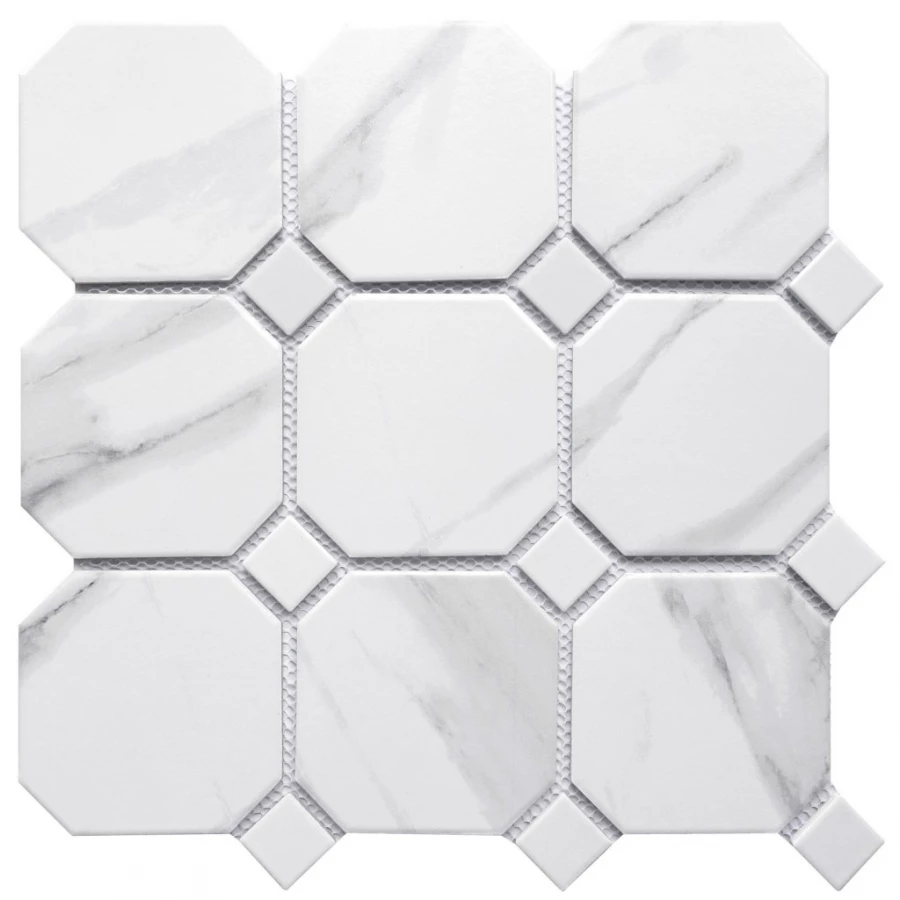 Мозаика Bonaparte Керамогранитная мозаика Tango 95х95 и 25х25 матовая белая 30х30 см