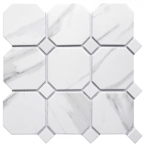 Мозаика Bonaparte Керамогранитная мозаика Tango 95х95 и 25х25 матовая белая 30х30 см
