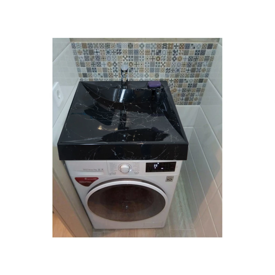 Раковина подвесная Azario Gratsiy литьевой мрамор черный CS00079879 59.7х59.8х10 см