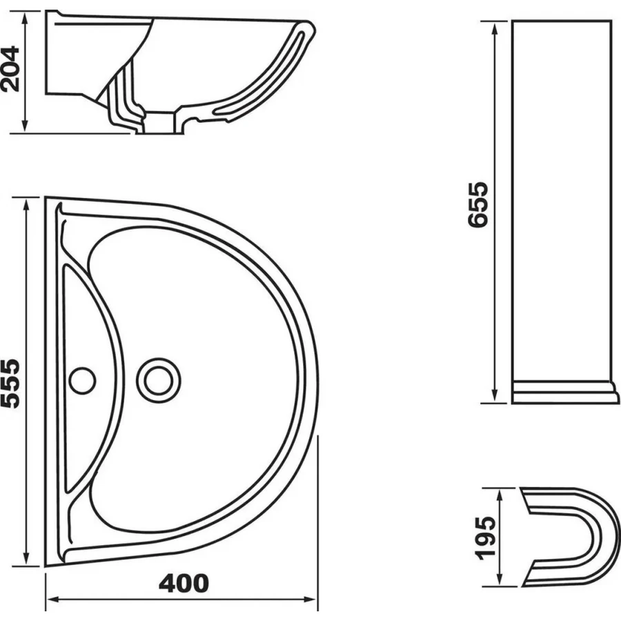 Умывальник с пьедесталом Оскольская Керамика Престиж 55 зеленый 45125100302