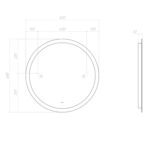 Зеркало Vigo Otti Comfort 600 183 60x60 см
