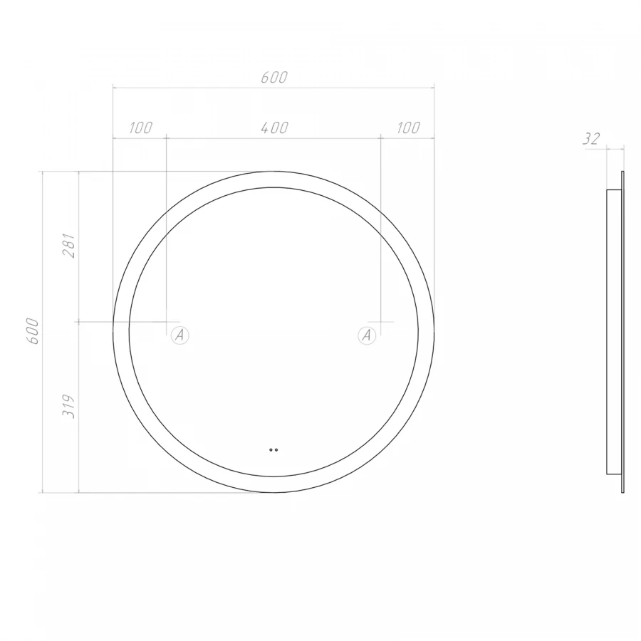 Зеркало Vigo Otti Comfort 600 183 60x60 см