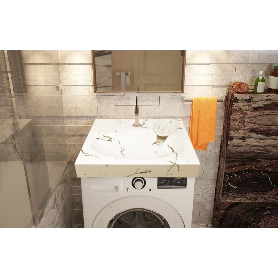 Раковина подвесная Azario Carmen белый мрамор CS00078503 60.5х60.2х8.5 см