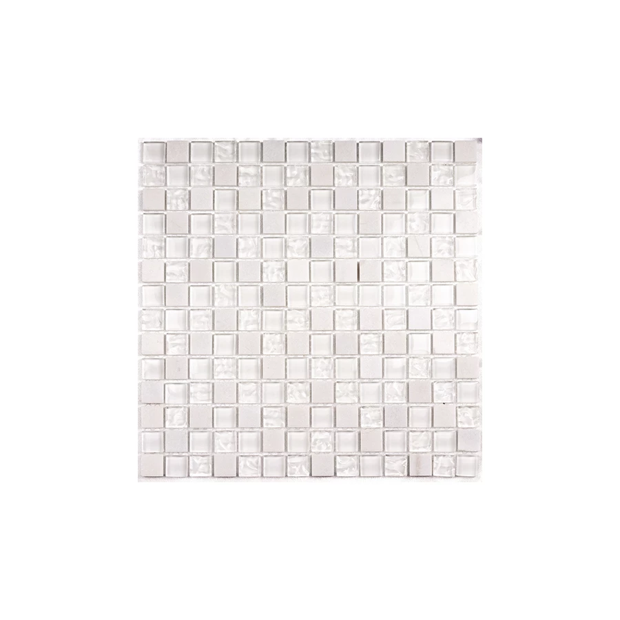 Мозаика Bonaparte Стеклянная с камнем Iceberg 20х20 глянцевая белая 30х30 см