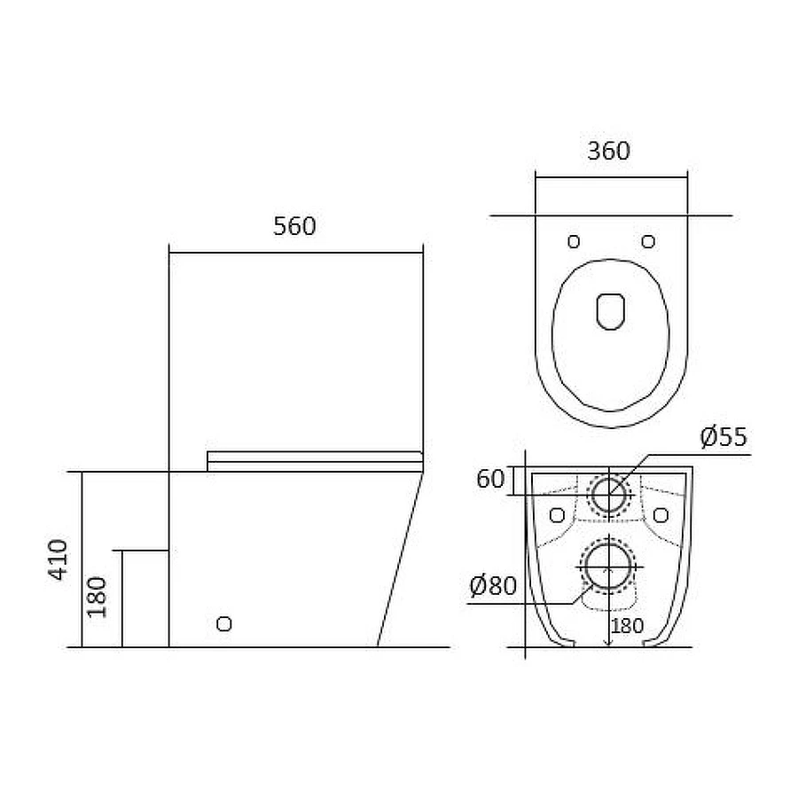 Унитаз приставной Aquatek Вега безободковый тонкое сиденье с механизмом плавного закрывания AQ1906-00