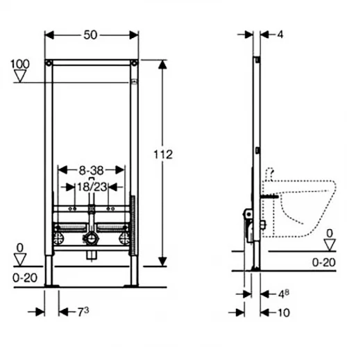Инсталляция для биде Geberit Duofix h112 111.520.00.1