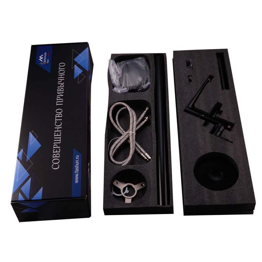 Смеситель Fashun напольный ванно душевой черный A3085-7