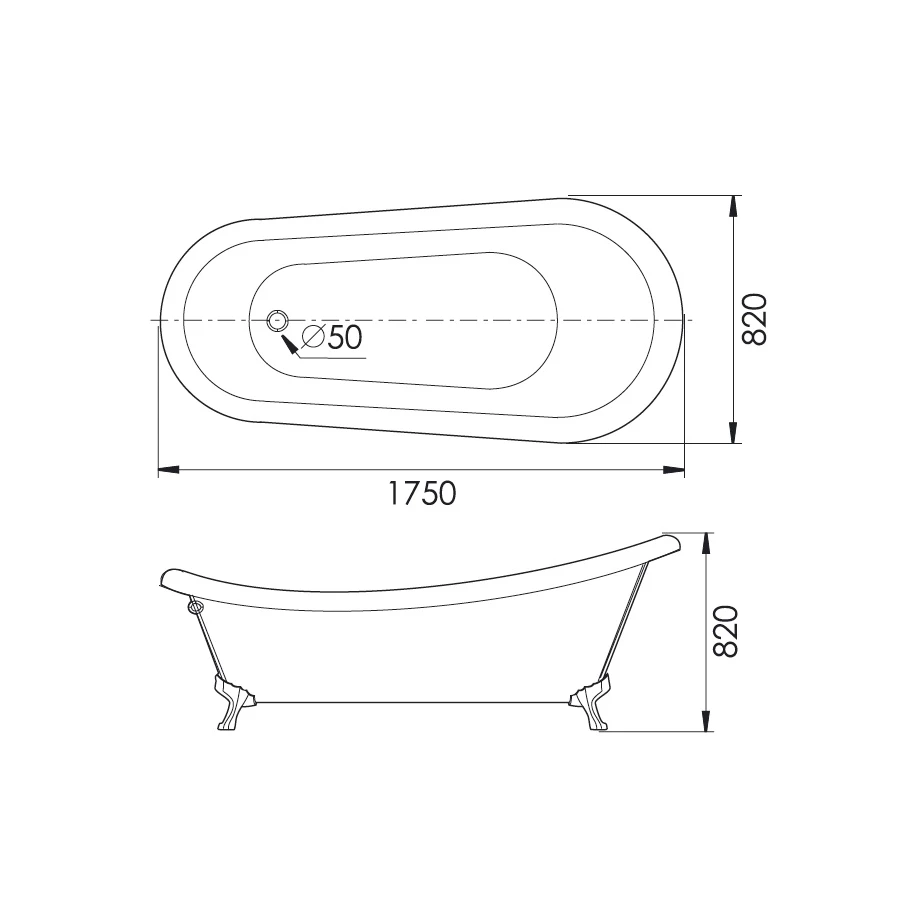 Акриловая ванна Gemy G9030 C 175х82 см