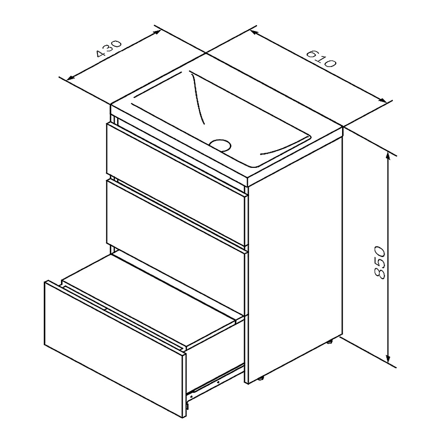 База под раковину Am Pm Gem S напольная 3 ящика графит матовый M91FSX0602GM 60 см