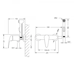 Смеситель Lemark с гигиеническим душем Linara LM0418C