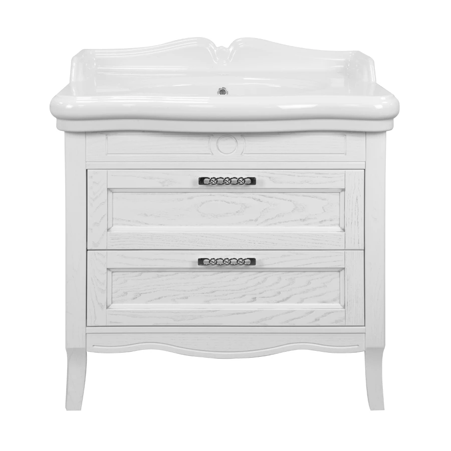 Комплект тумба Azario Carolina 90/2 патина серебро с раковиной Victorian 90 kale CS00068638 90x87x50 см