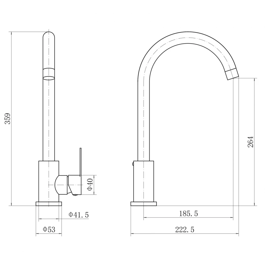 Смеситель Fashun для кухни графит A54001N-17
