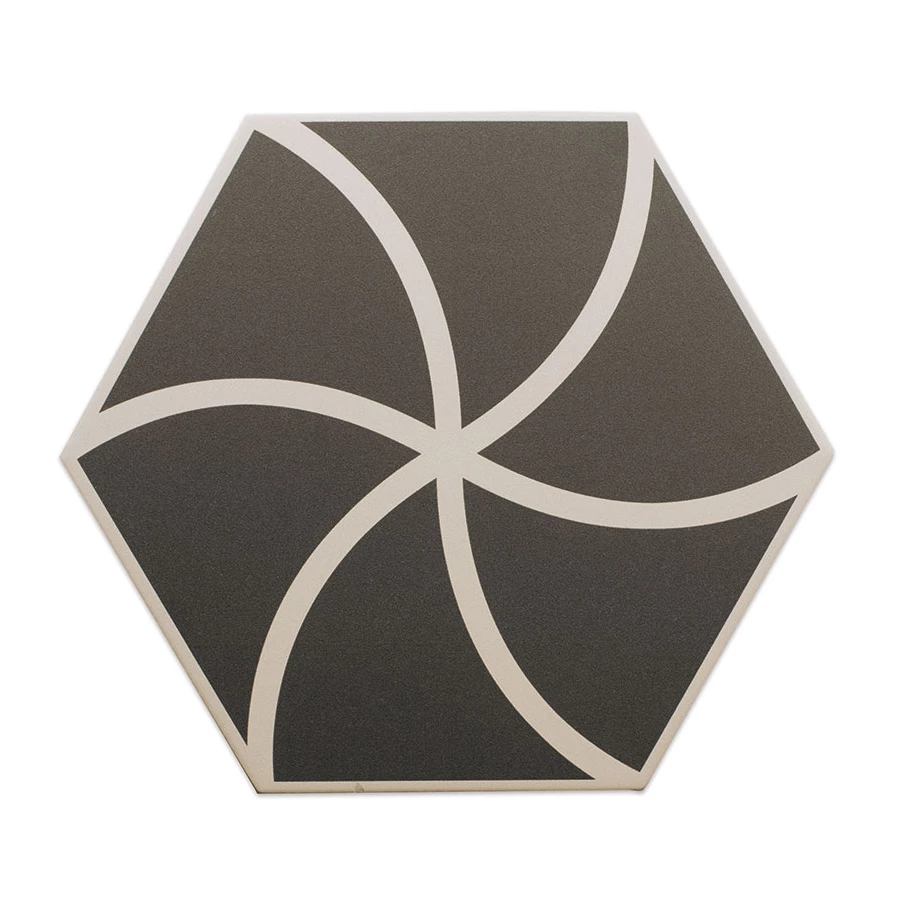 Керамогранит DNA Tiles Фэнси Wавес Грапhите / Fancy Waves Graphite матовый коричневый 127011 23х20 см