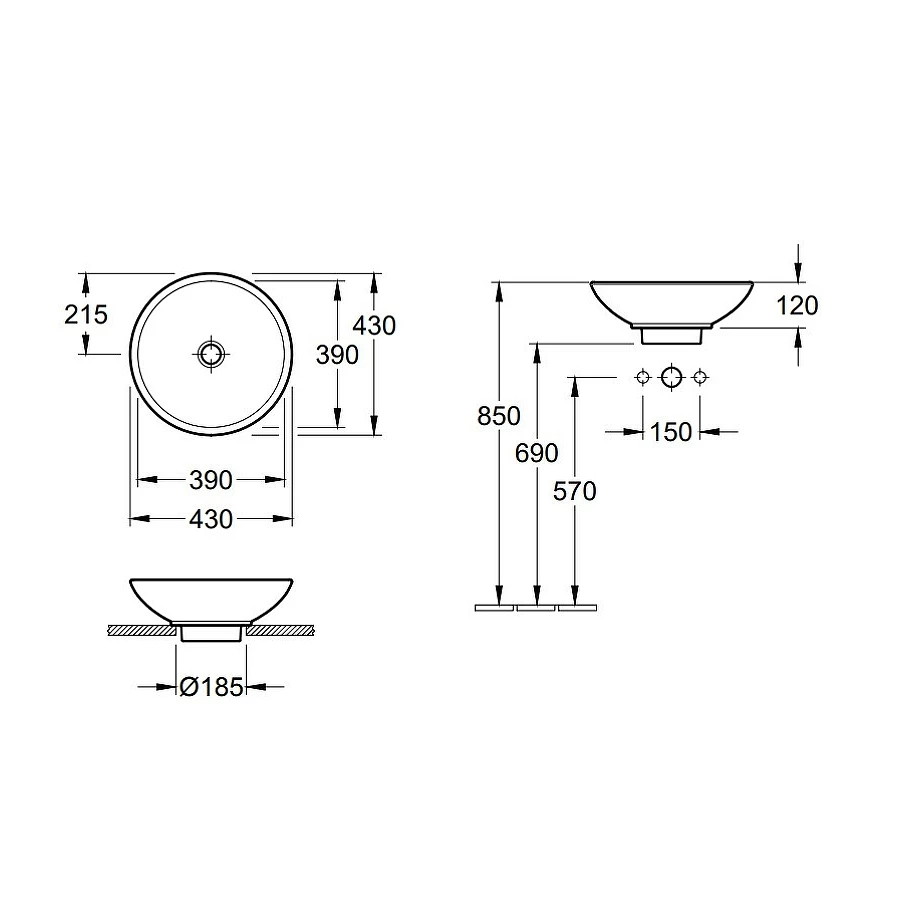Раковина накладная Villeroy&Boch Loop&Friends D43 51440001