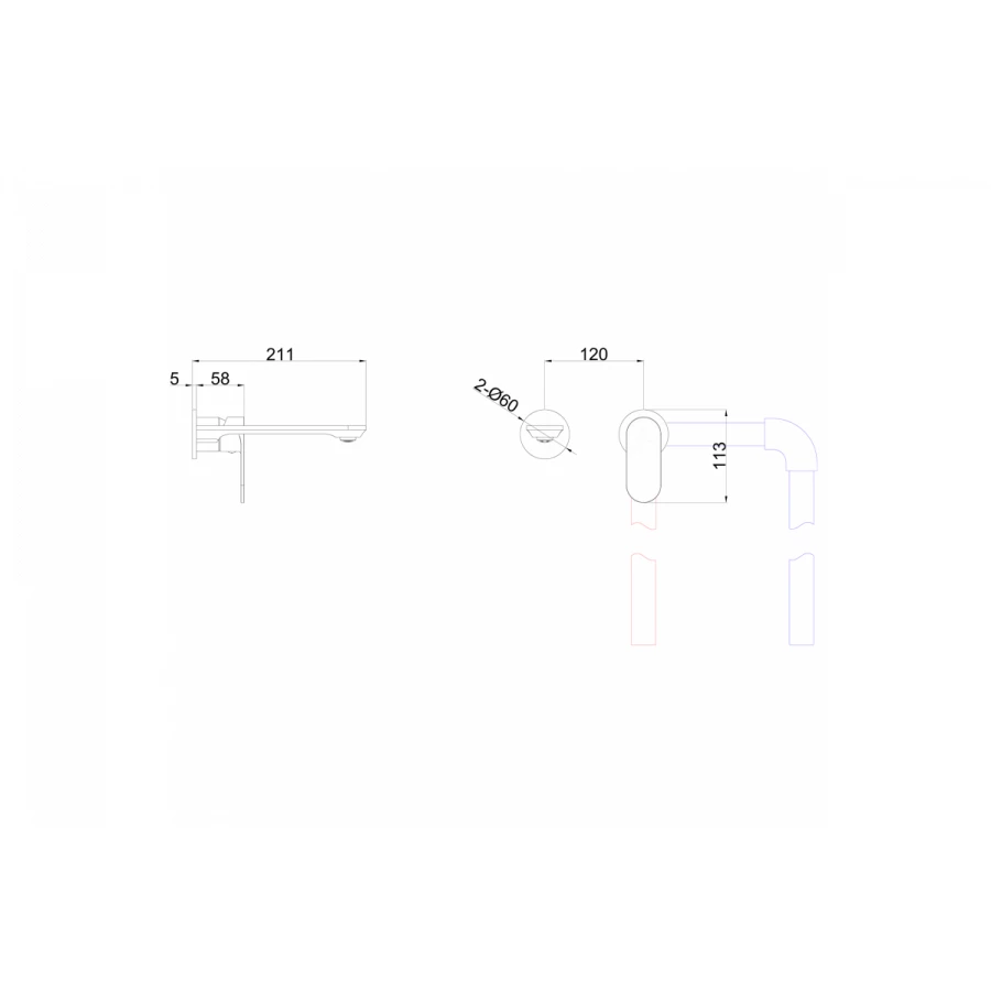 Смеситель Fashun встраиваемый с изливом хром A1185