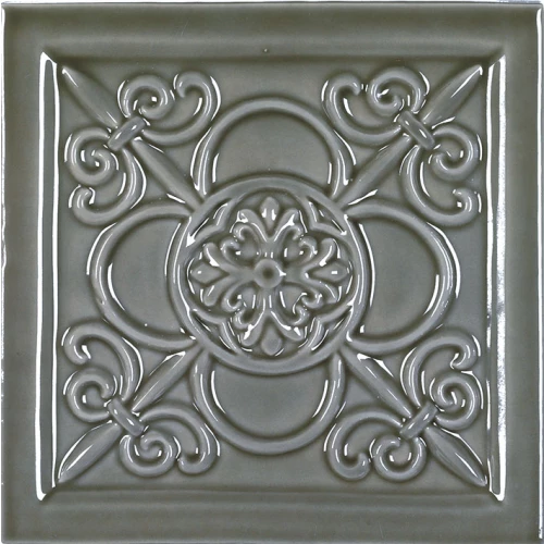 Плитка керамическая Adex Студио Релиеве Визcая Еуcалыптус / Studio Relieve Vizcaya Eucalyptus глянцевая серая ADST4031 14,8х14,8 см